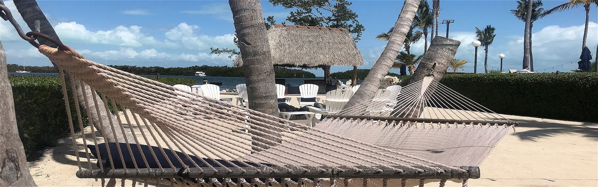 hammock on the private beach at the Coconut Palm Inn