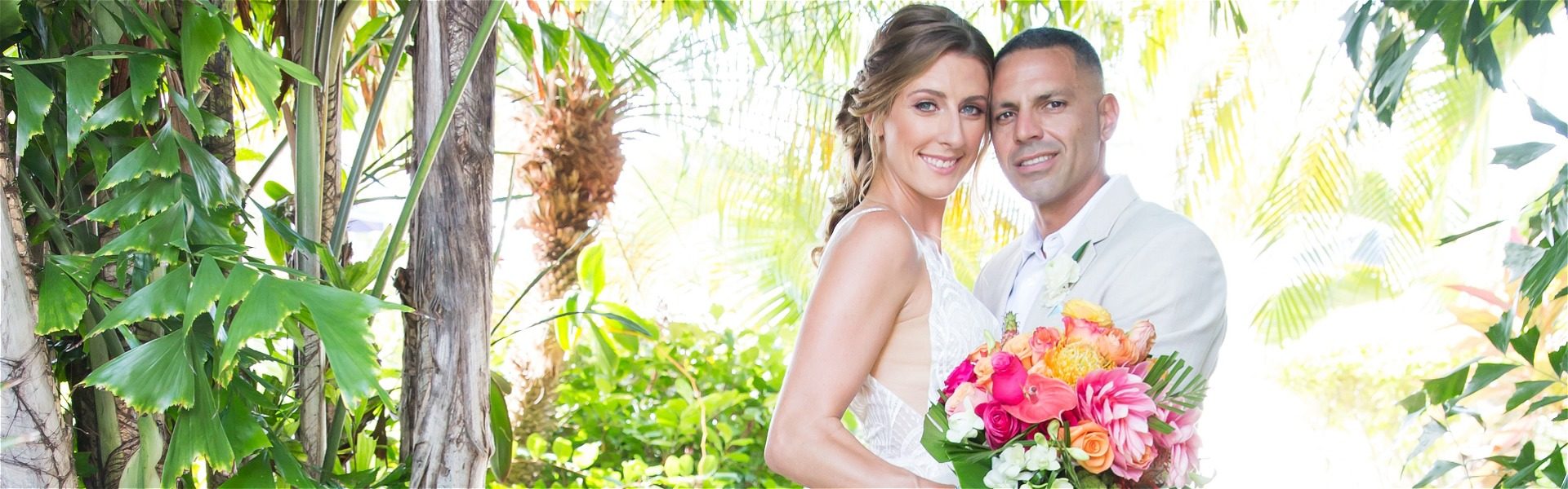 Award winning gardens serve as backgrop to happy couple